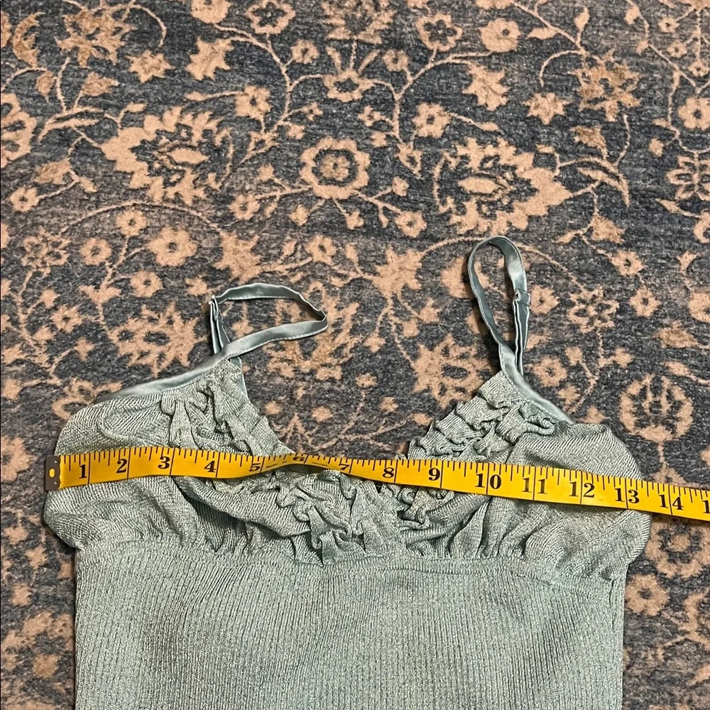SOLD Y2K Bebe O Blue Metallic Ruffled Camisole Tank Top Party Event 2000’s New - Picture 5 of 11
